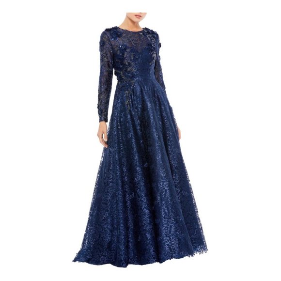 Mac Duggal Lace Illusion Neckline Gown - Picture 1 of 1